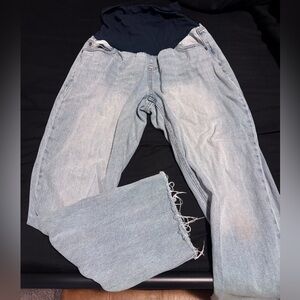 Motherhood Light Blue Jeans with Black Waistband
